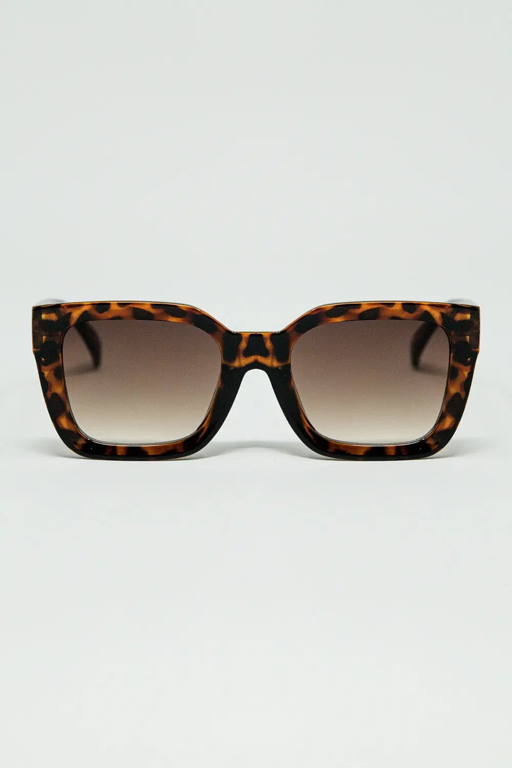 Q2 Lunettes de soleil carrées marron à imprimé animalier