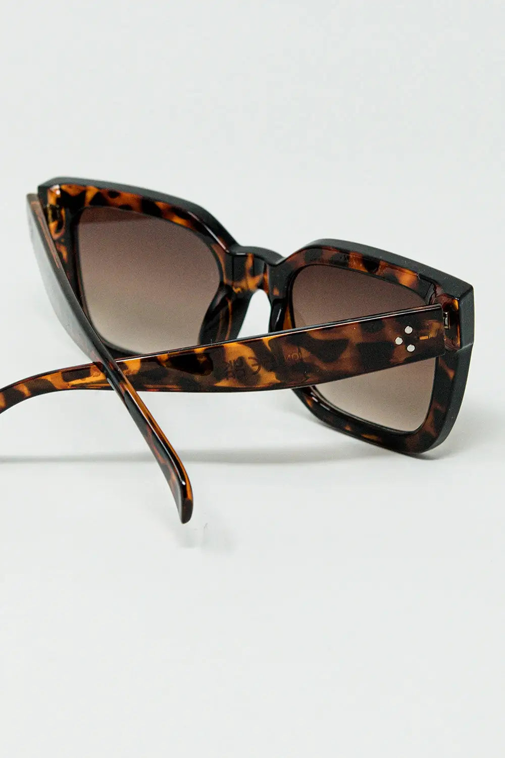 Lunettes de soleil carrées marron à imprimé animalier - One Size / bleu