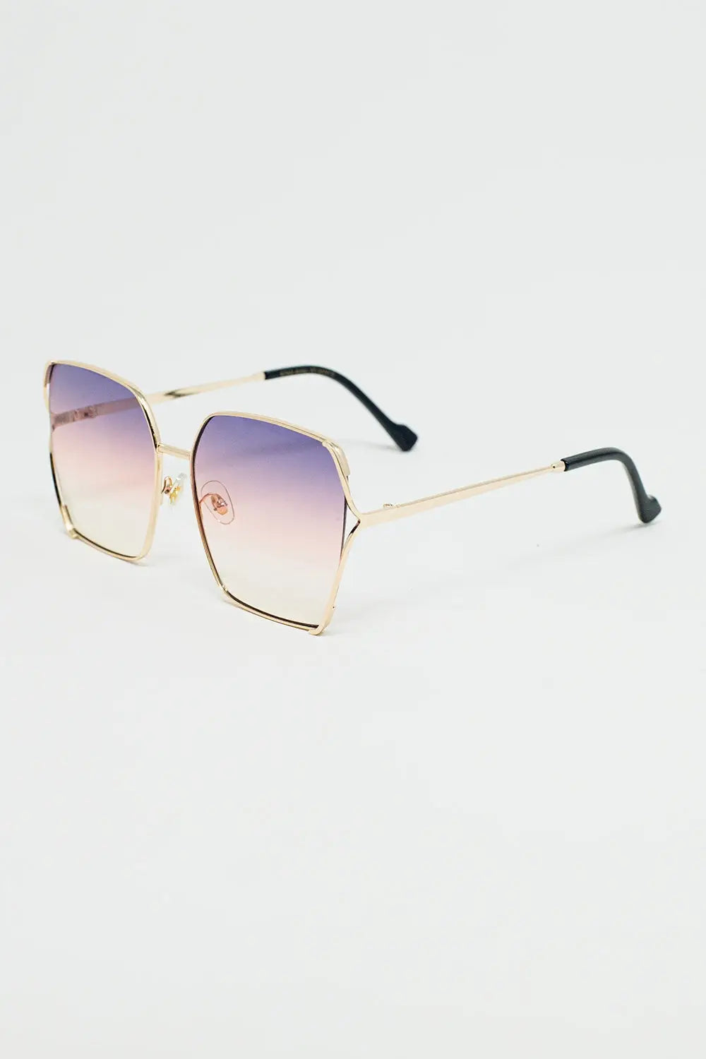 Lunettes de soleil carrées surdimensionnées en métal avec verre dégradé violet - One Size / rose