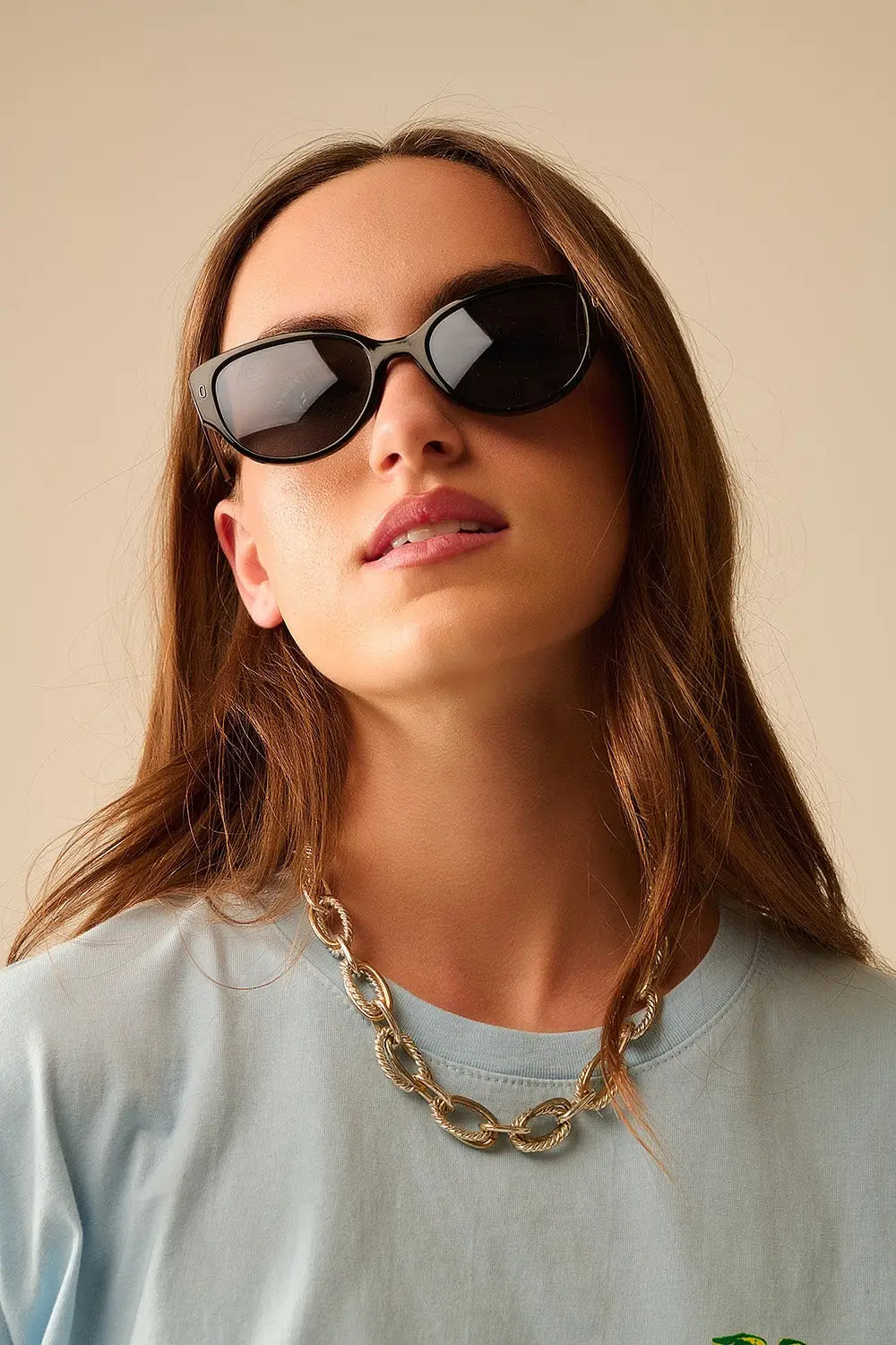 Lunettes de soleil ovales monture noire - One Size / Negro