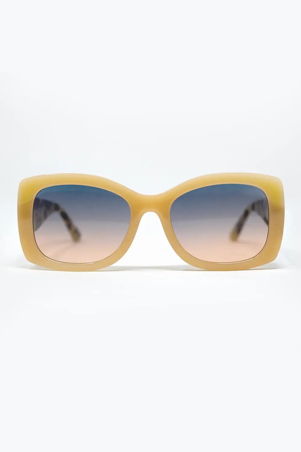 Q2 Lunettes de soleil ovales surdimensionnées en acétate beige