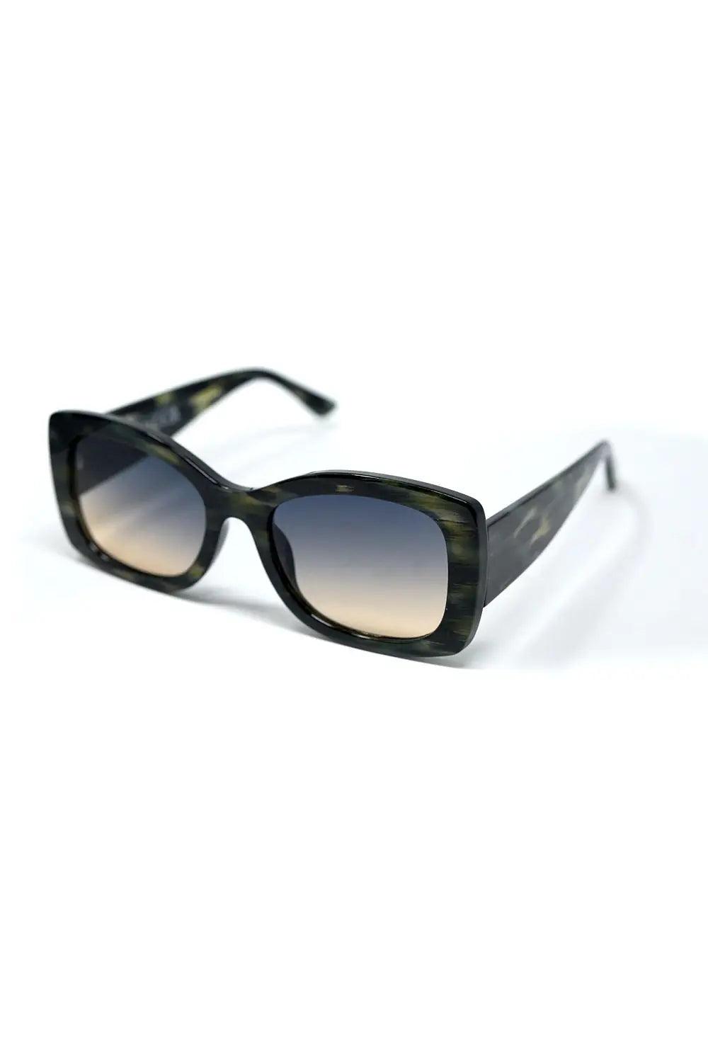 Lunettes de soleil ovales surdimensionnées en acétate écaille de tortue verte - One Size / grise