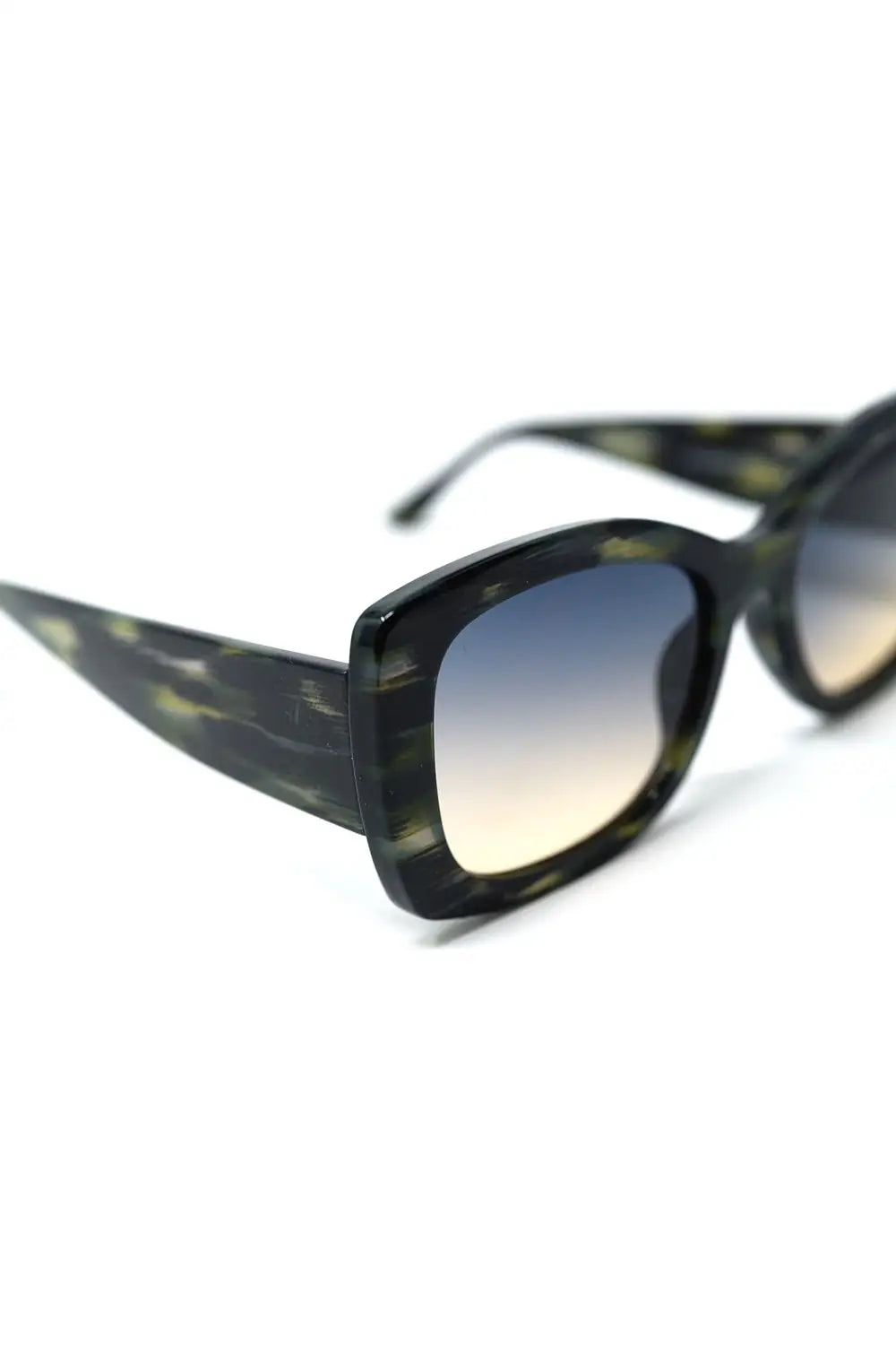 Lunettes de soleil ovales surdimensionnées en acétate écaille de tortue verte - One Size / grise