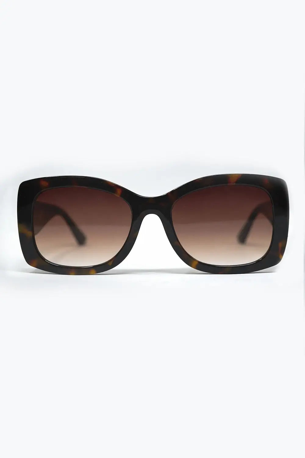 Q2 Lunettes de soleil ovales surdimensionnées en acétate marron