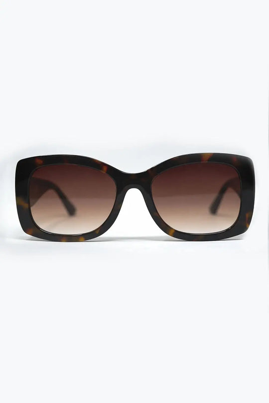 Q2 Lunettes de soleil ovales surdimensionnées en acétate marron