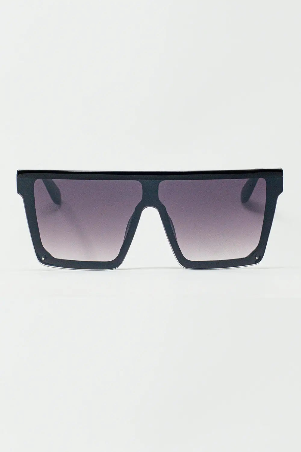 Q2 Lunettes de soleil oversize carrées des années 70 en noir