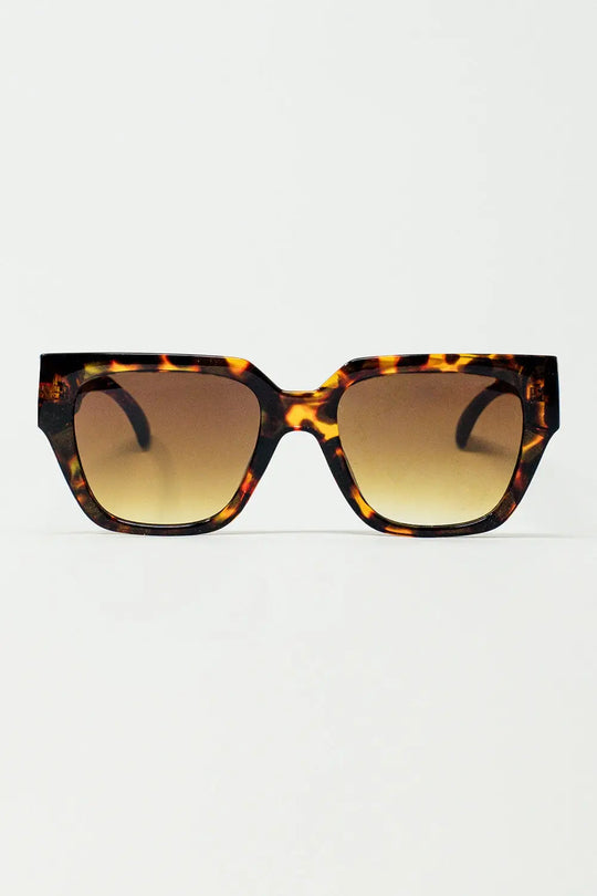 Q2 Lunettes de soleil oversize en marron vintage