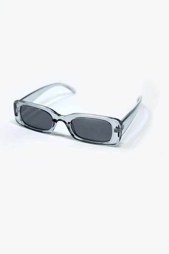 Lunettes de soleil rectangulaires grises transparentes avec verres fumés foncés - One Size / grise