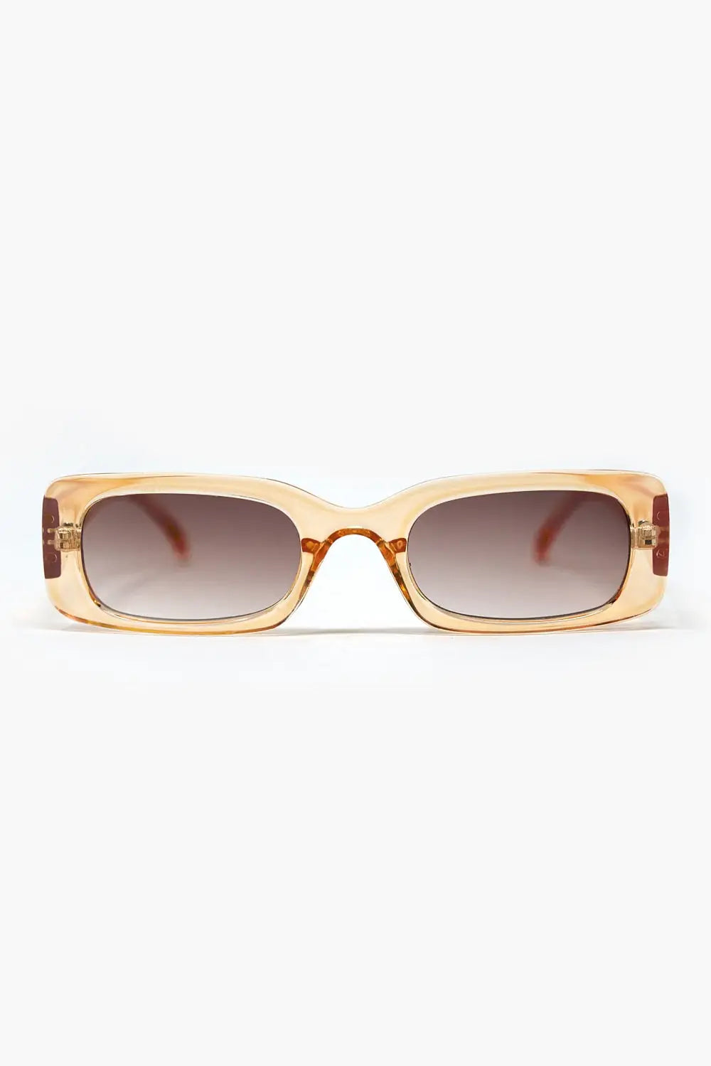Q2 Lunettes de soleil rectangulaires jaunes transparentes avec verres fumés bruns