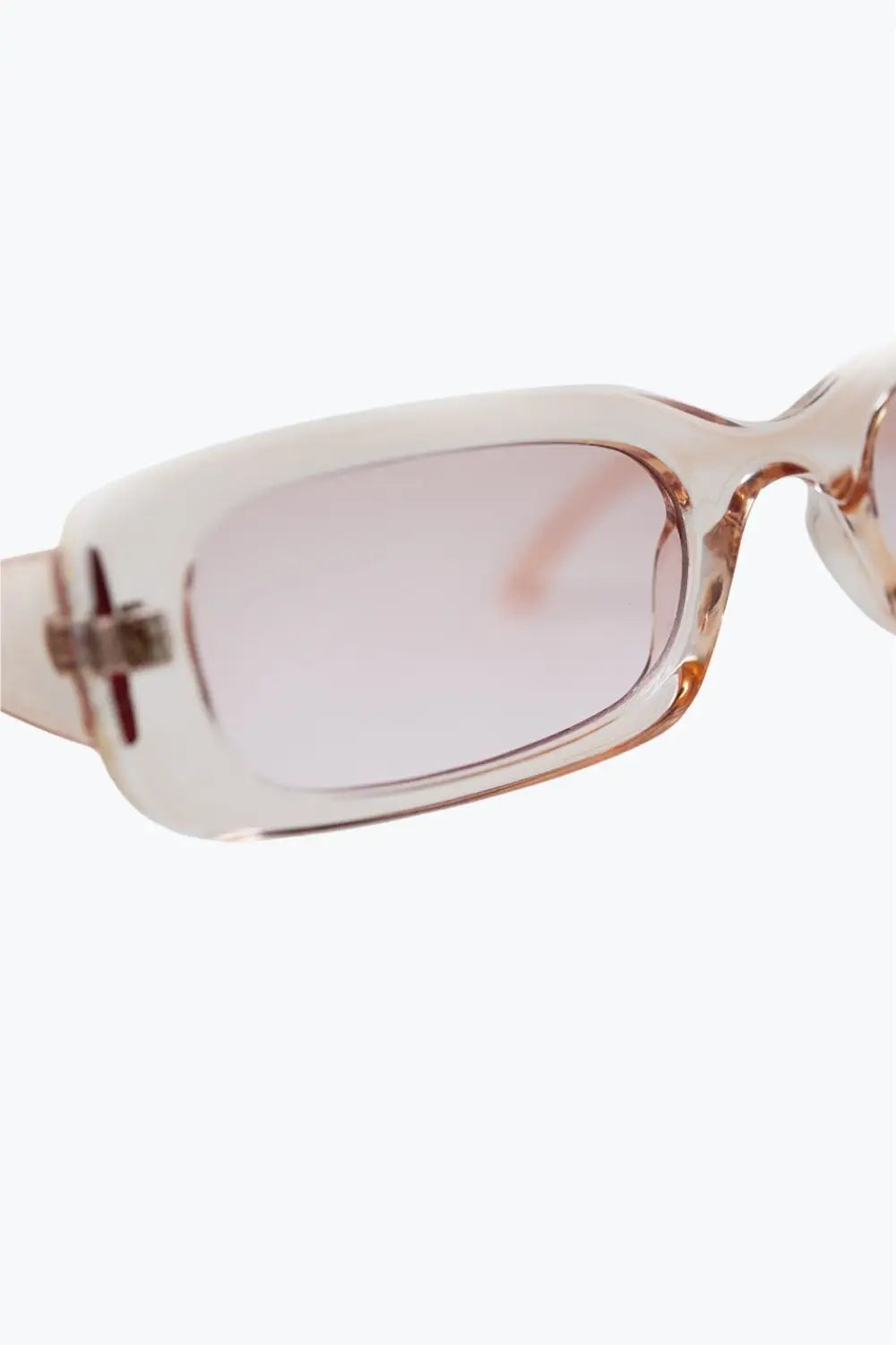 Lunettes de soleil rectangulaires roses transparentes avec verres fumés roses - One Size / rose
