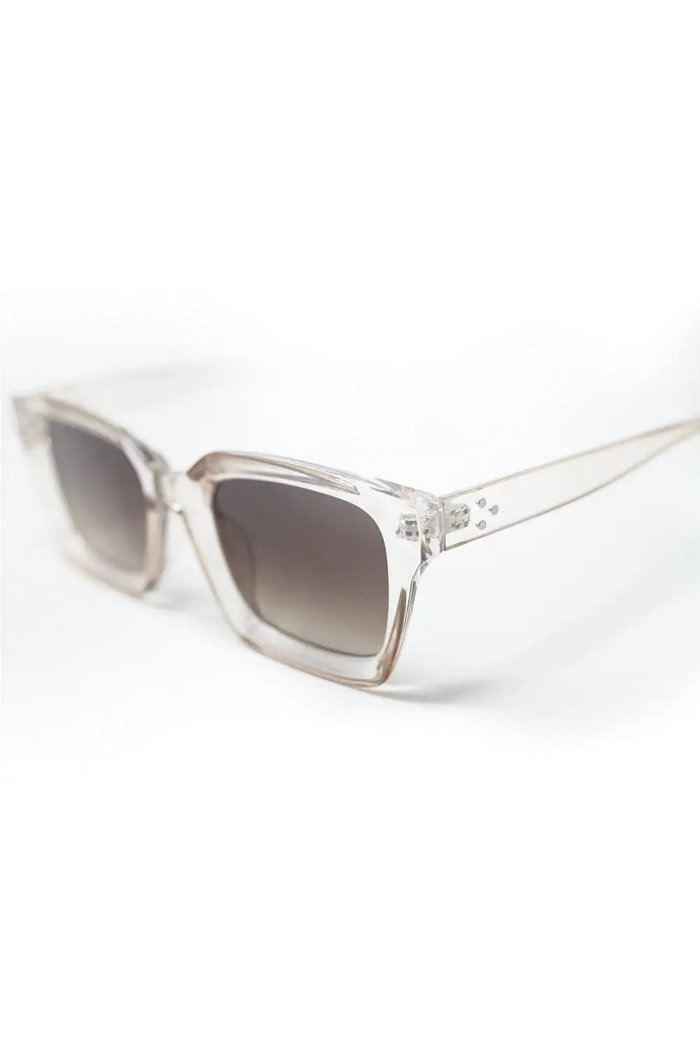 Lunettes de soleil rétro à monture carrée épaisse et translucide - One Size / beige