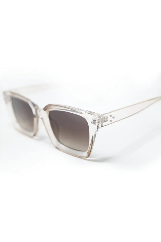 Lunettes de soleil rétro à monture carrée épaisse et translucide - One Size / beige