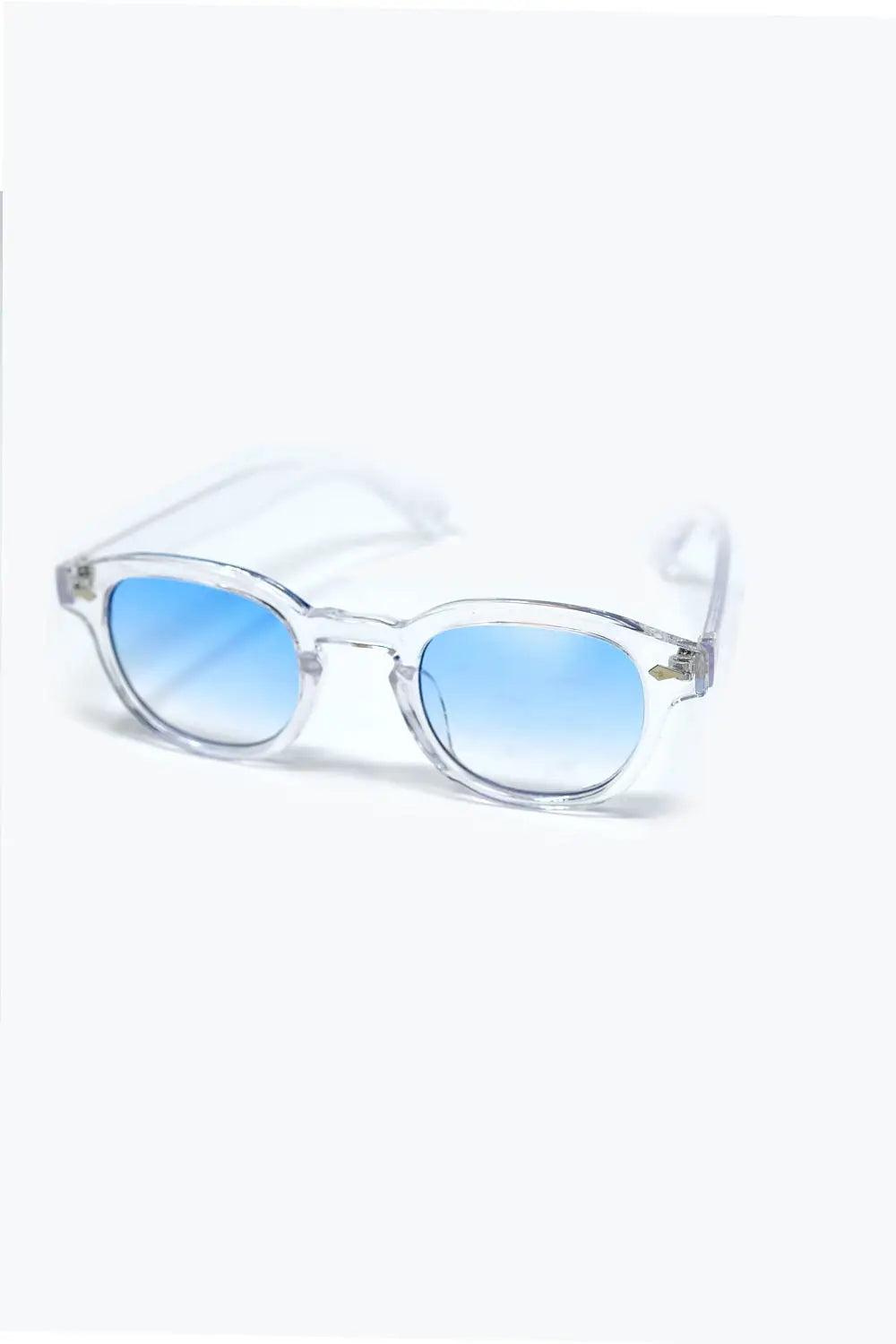 Lunettes de soleil rondes transparentes avec verre dégradé bleu clair - One Size / bleu