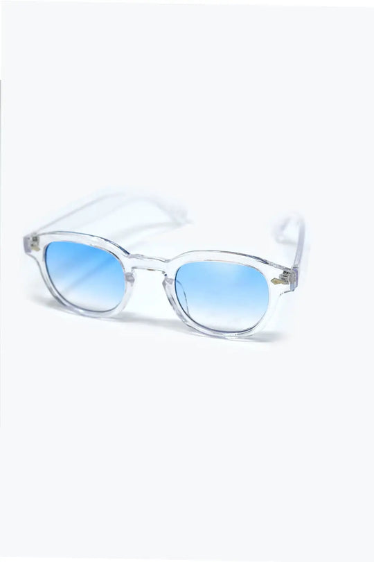 Lunettes de soleil rondes transparentes avec verre dégradé bleu clair - One Size / bleu