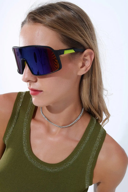Lunettes de soleil sport polarisées en bleu rouge dégradé - One Size / jaune