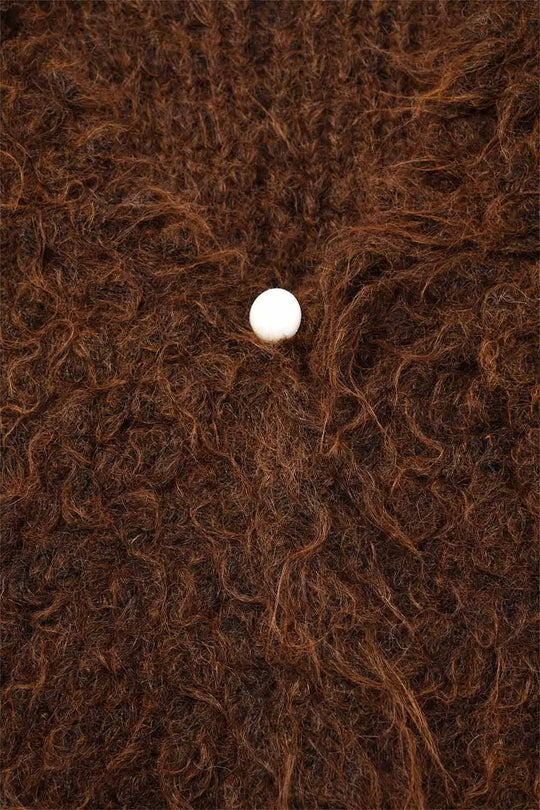 Luxurious vest with brown long-haired texture - One Size / Brown