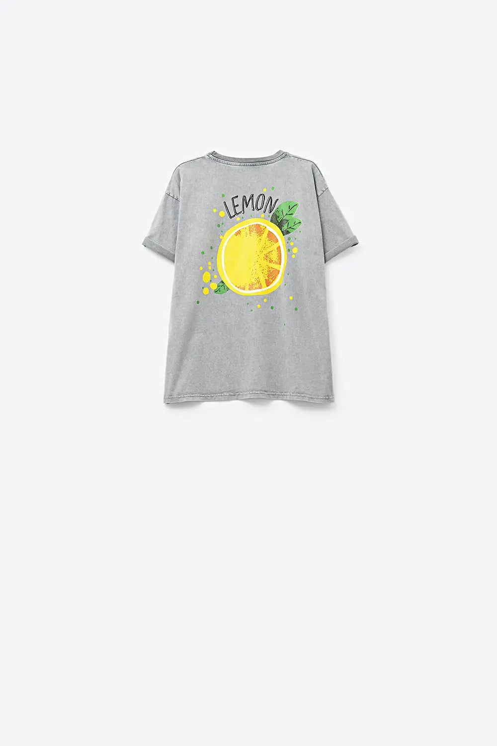 Made in Italy wash grey t-shirt with Lemon graphic - One Size / Grey - Tops