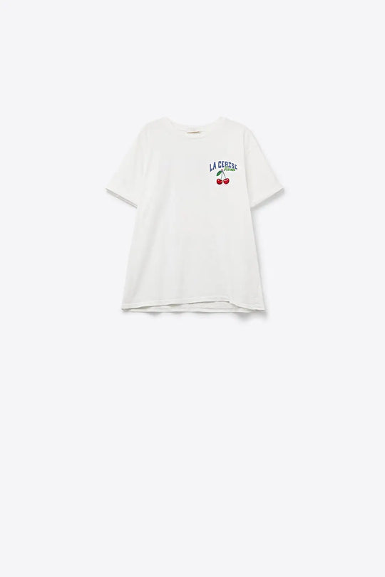 made in italy White T-shirt with La Cerise Market Saint-Tropez graphic - One Size / White - Tops
