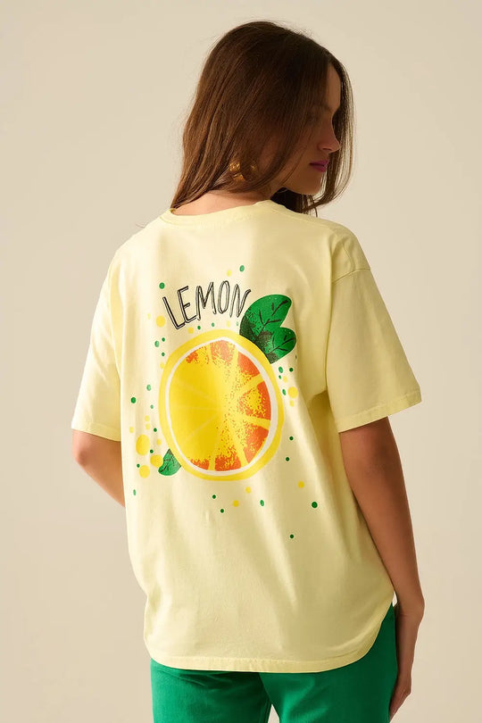 Made in Italy yellow t-shirt with Lemon graphic - One Size / Yellow - Tops