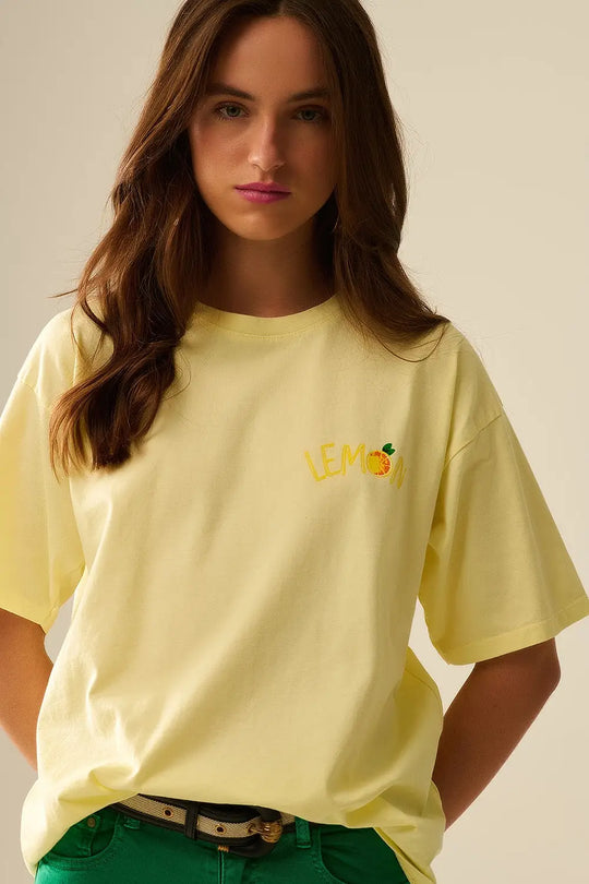 Made in Italy yellow t-shirt with Lemon graphic - One Size / Yellow - Tops