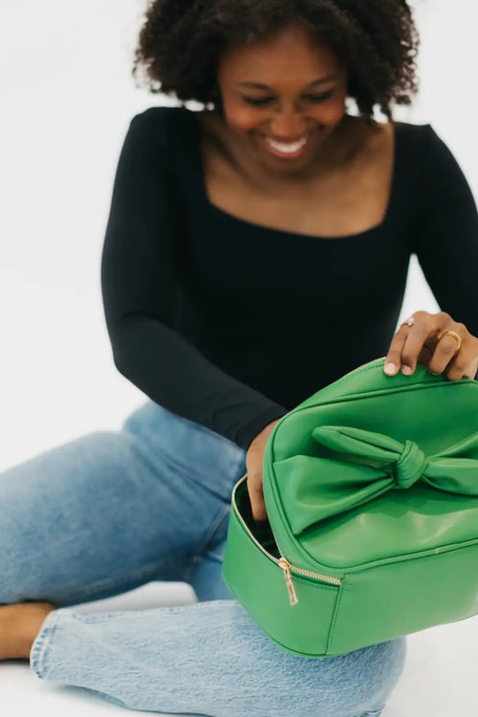 Gold Madelyn Bow Makeup Bag