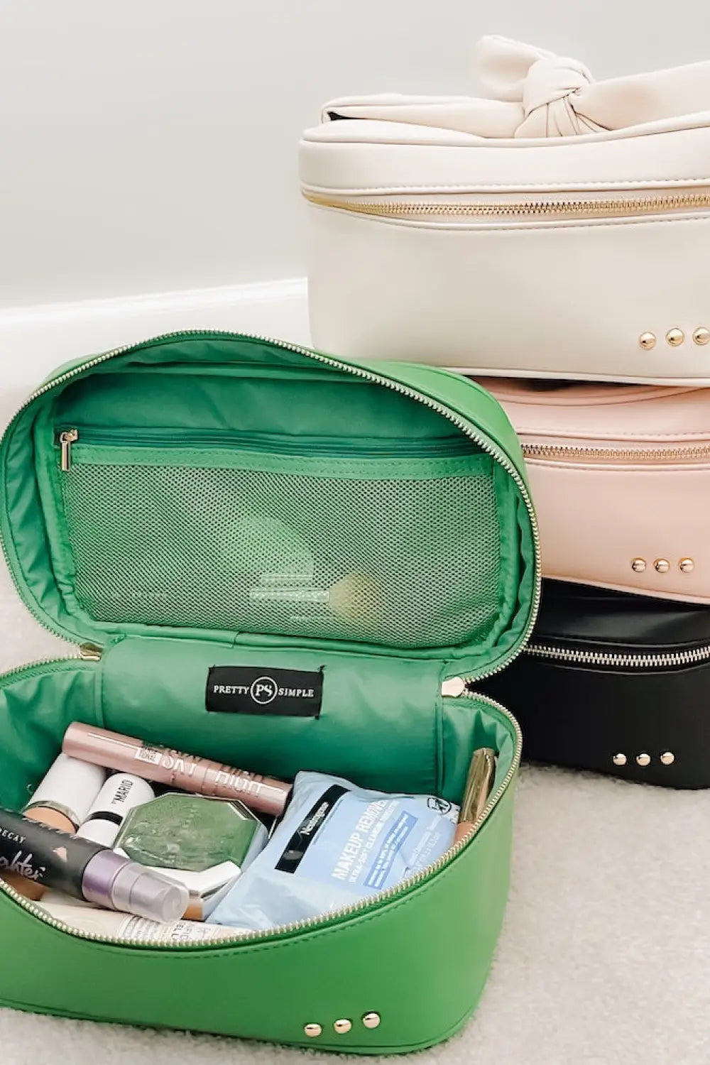 Gold Madelyn Bow Makeup Bag