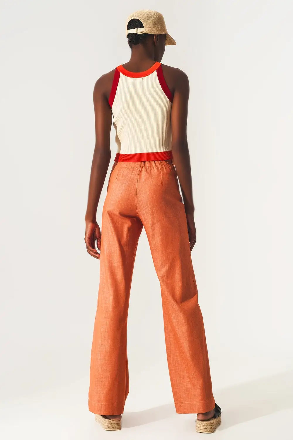 Marine button up wide leg pants in orange - Pants