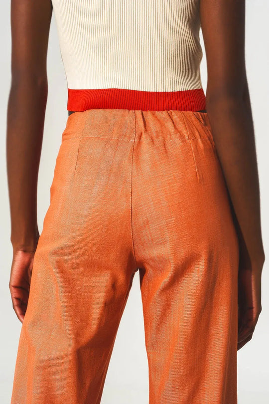 Marine button up wide leg pants in orange - Pants