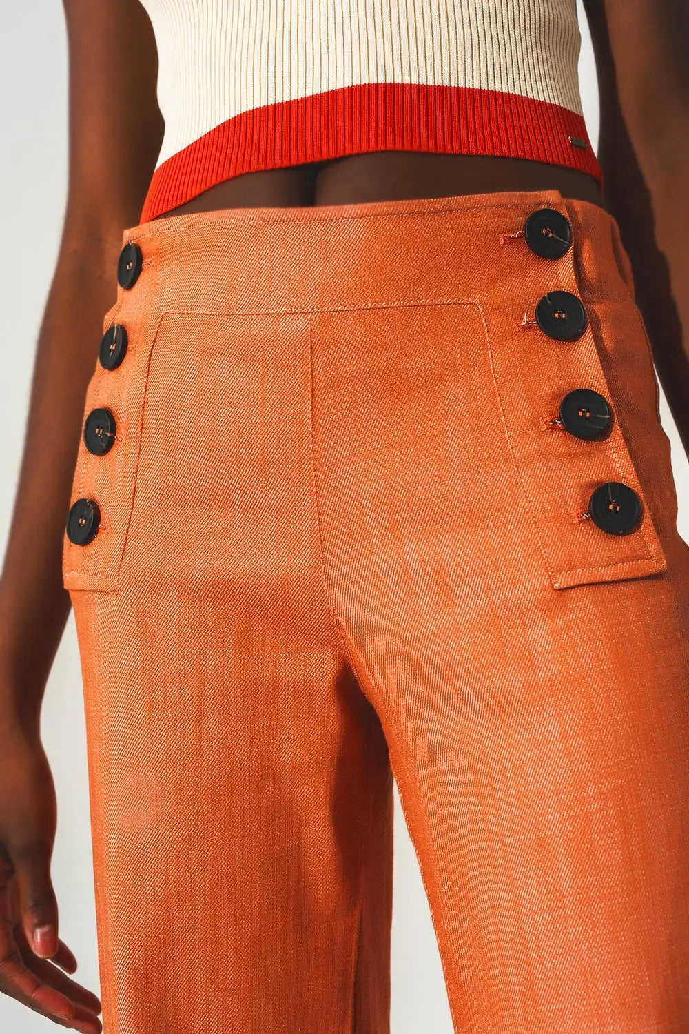 Marine button up wide leg pants in orange - Pants