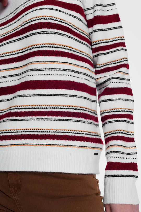Maroon knitted sweater with stripes - Sweaters