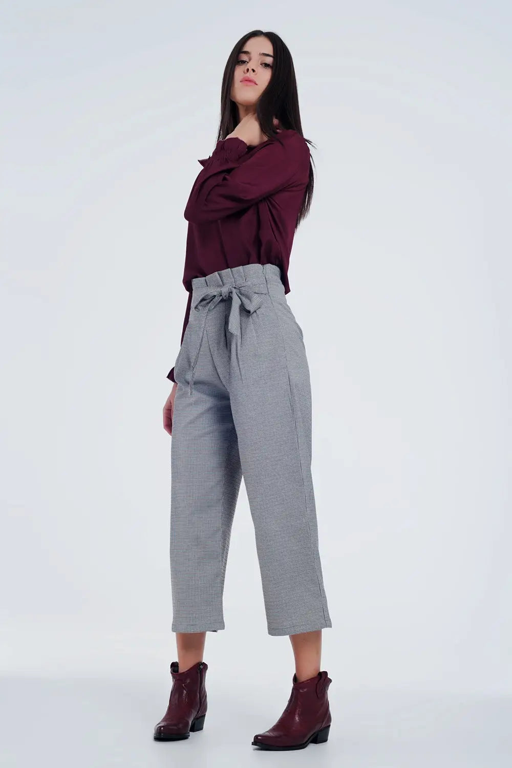 Maroon shirt with neck and sleeve detailed ends - Shirts