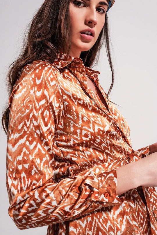 Maxi dress in abstract animal print in orange - Dresses