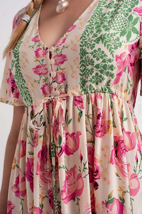 Maxi floral print maxi dress in pink - Dresses