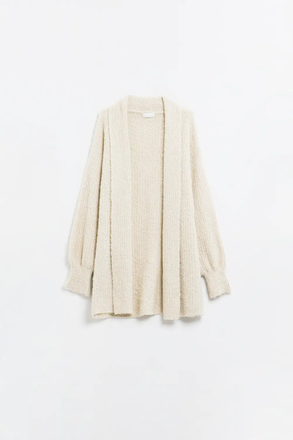 Q2 maxi fluffy knitted cargidan in cream