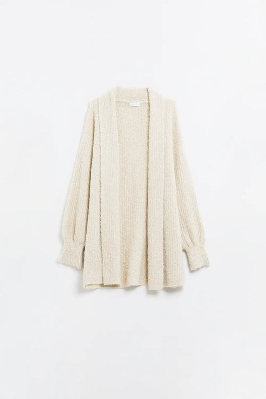 Q2 maxi fluffy knitted cargidan in cream