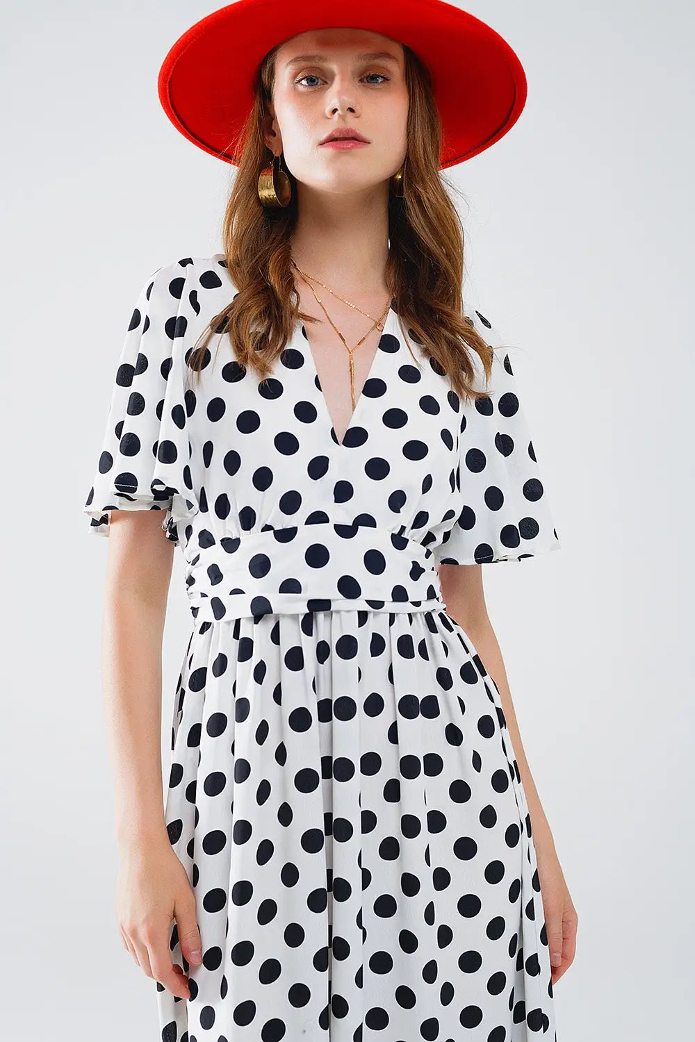 Maxi polka dot dress with open back detail - Dresses