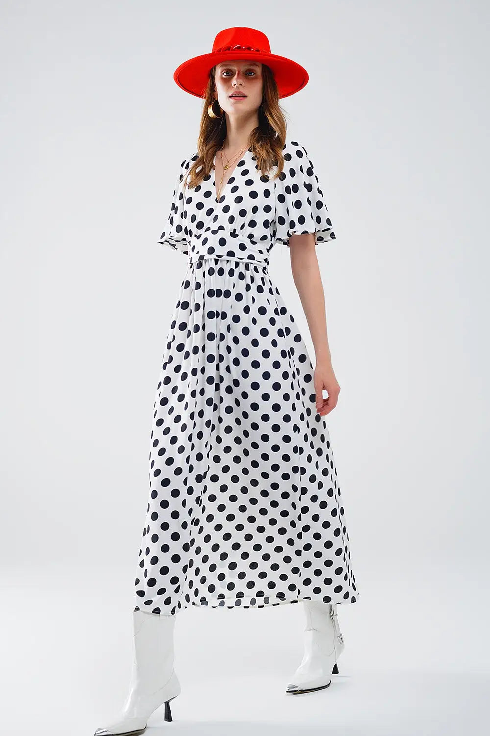 Maxi polka dot dress with open back detail - Dresses