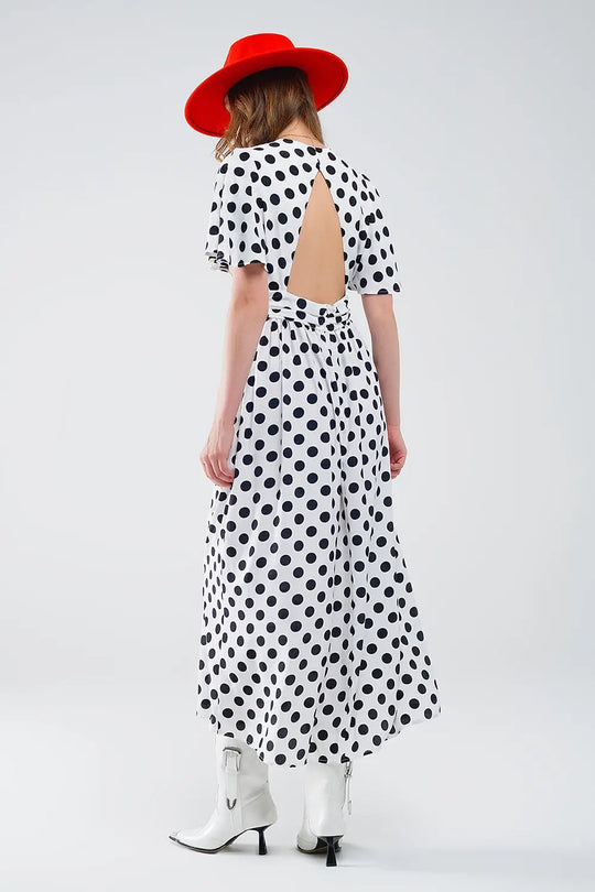 Maxi polka dot dress with open back detail - Dresses