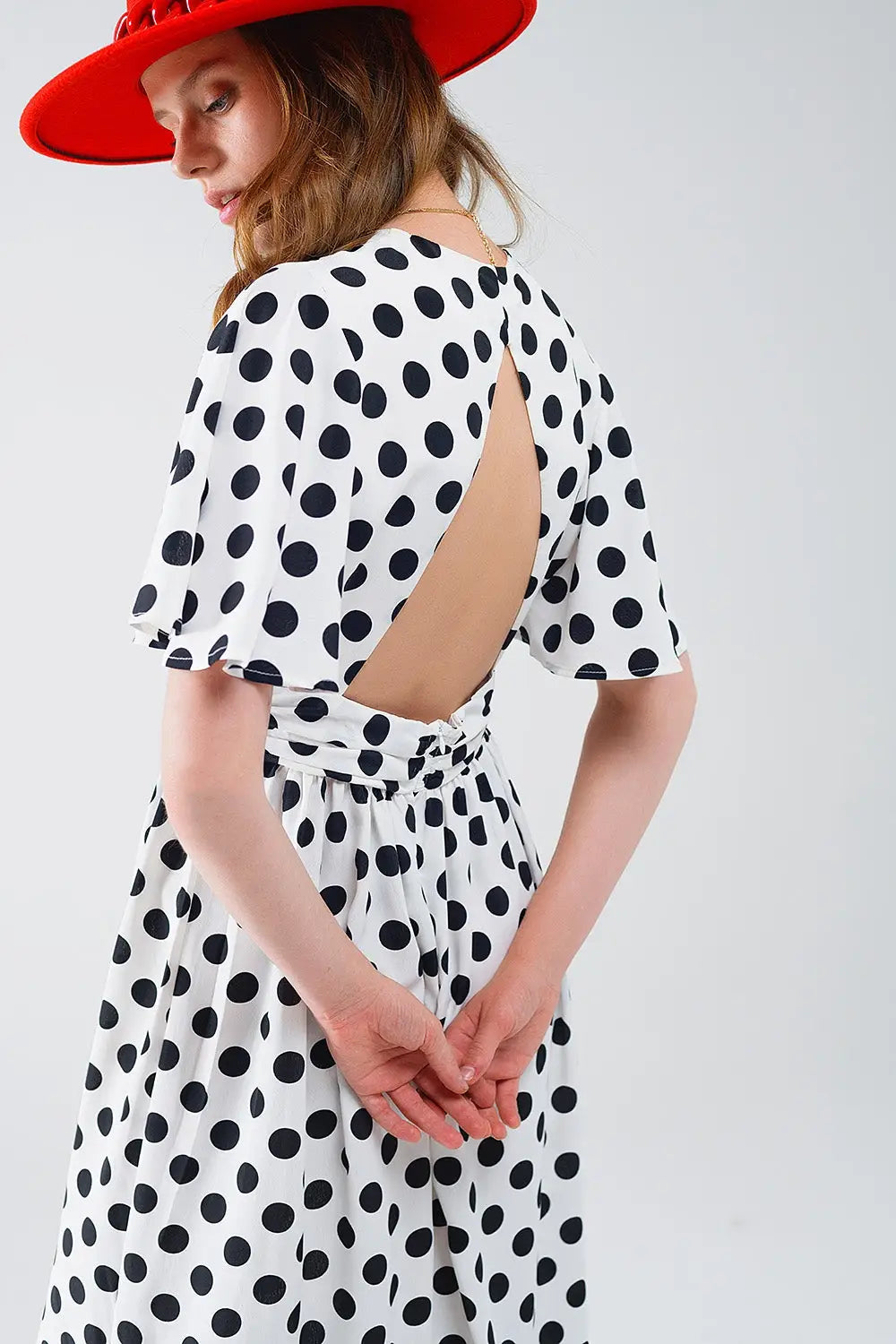 Maxi polka dot dress with open back detail - Dresses