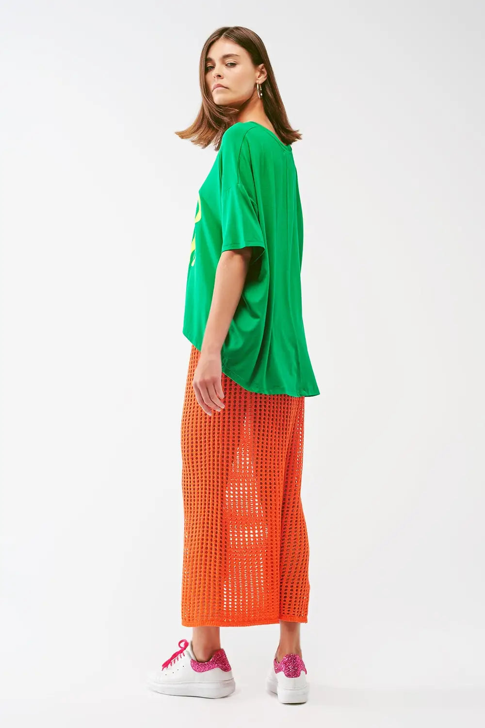 maxi sheer crochet skirt in Orange - One Size / Orange - Skirts