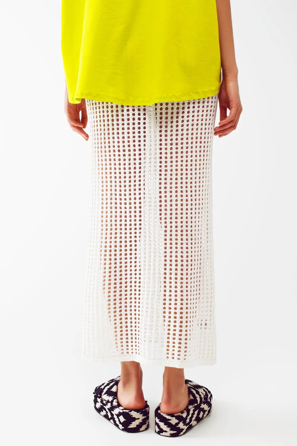 maxi sheer crochet skirt in white - One Size / White - Skirts