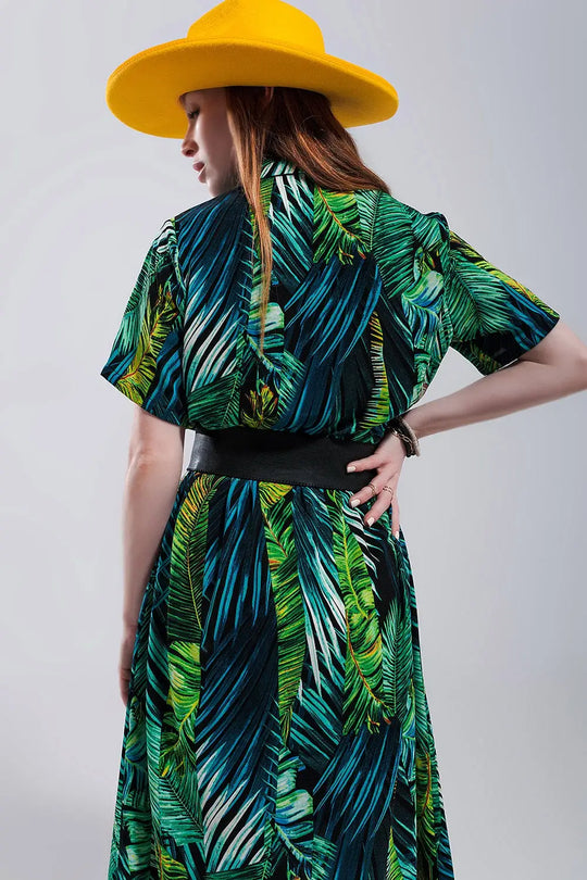 Maxi shirt dress in tropical print - Dresses