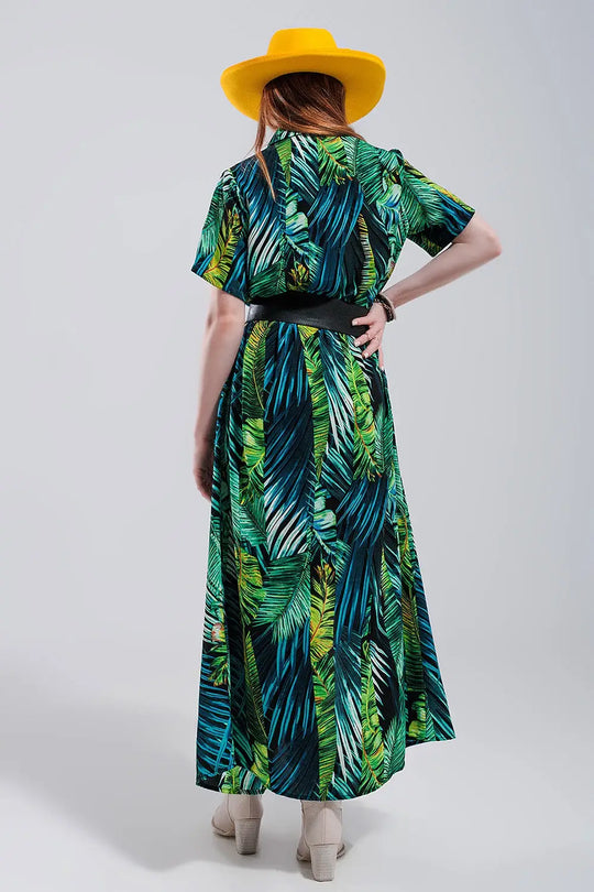 Maxi shirt dress in tropical print - Dresses