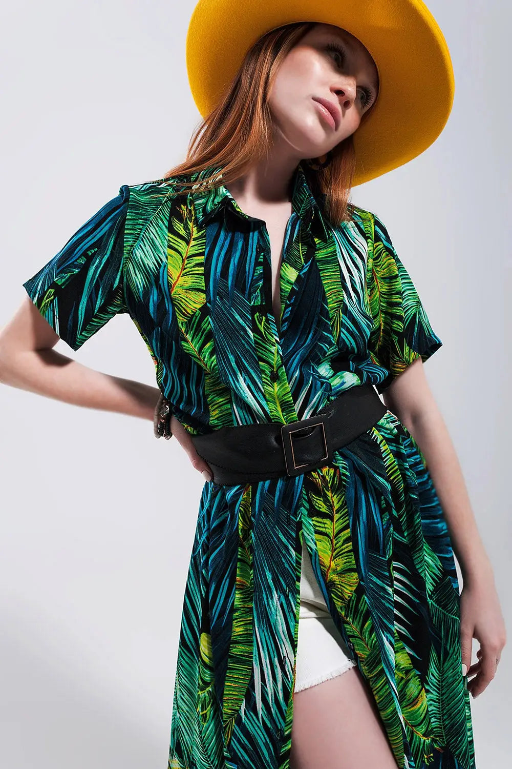 Maxi shirt dress in tropical print - Dresses