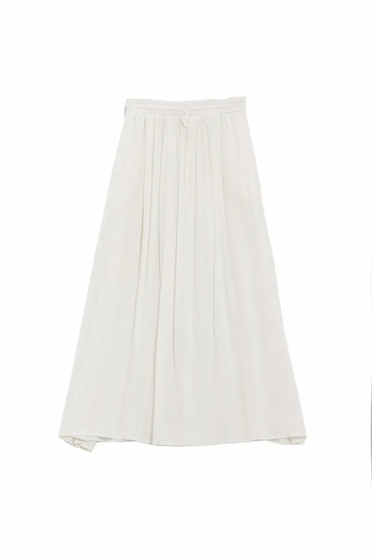 Maxi skirt in white fluid fabric with elastic waist - Skirts