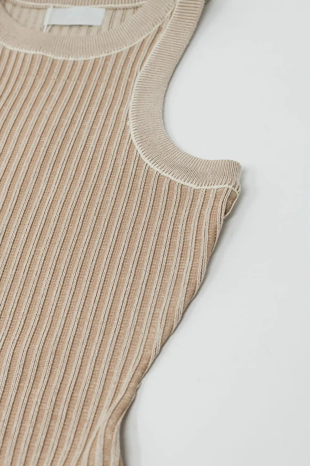 Maxi Sleeveless Halter Bodycon Ribbed Dress in beige - One Size / Beige - Dresses