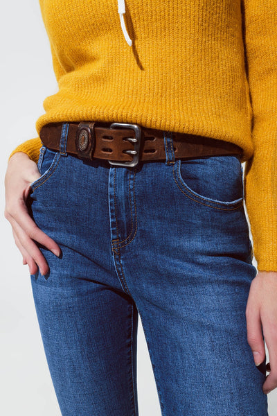 Medium blue skinny flared jeans