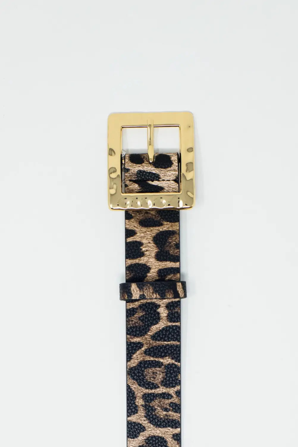 Medium width leopard belt in dark brown with gold buckle - Accesory