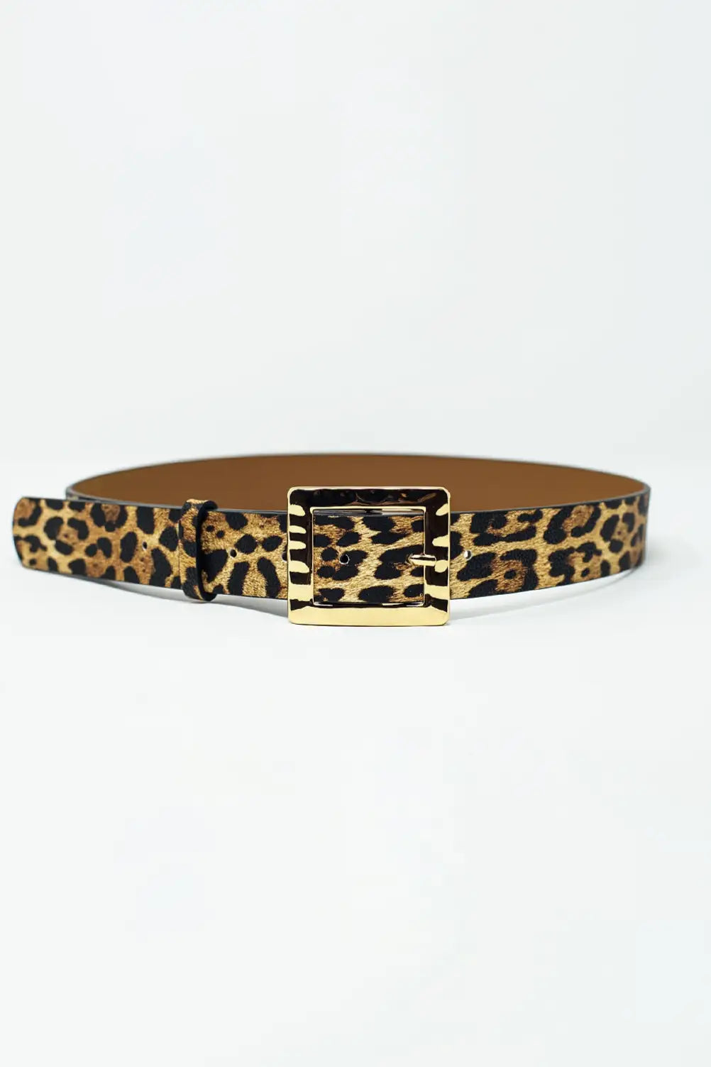 Q2 Medium width leopard belt with gold buckle