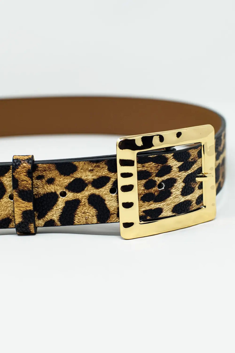 Medium width leopard belt with gold buckle - Accesory